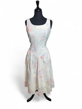 Sleeveless White Maxi Dress with Pink Floral Print